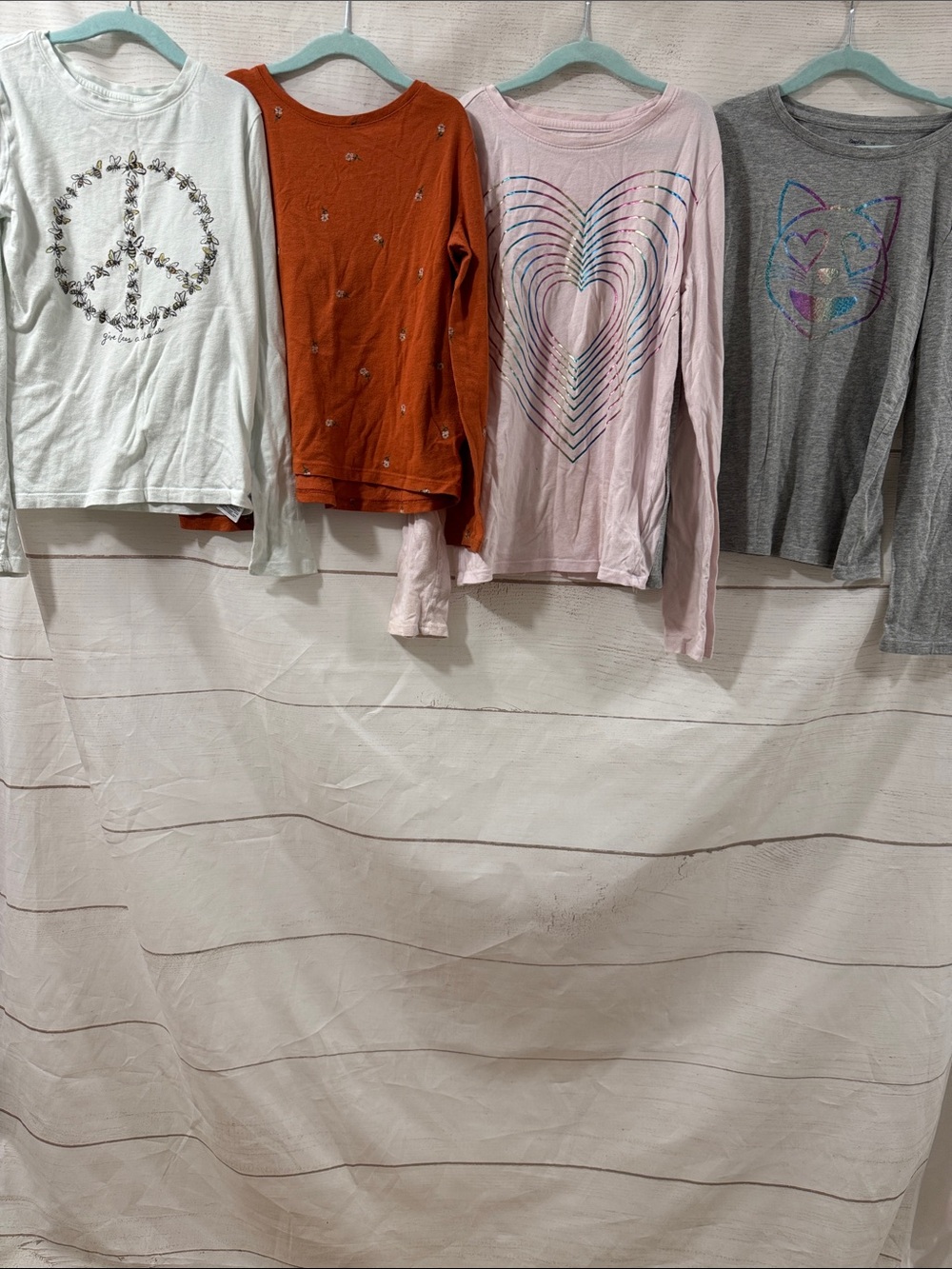 Bundle of 4 Kids Girls' Long-Sleeve Graphic Tees -Gap Kids Size Large